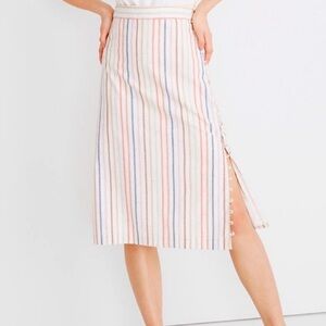 NWOT Madewell Rainbow Striped Midi Skirt Size 2